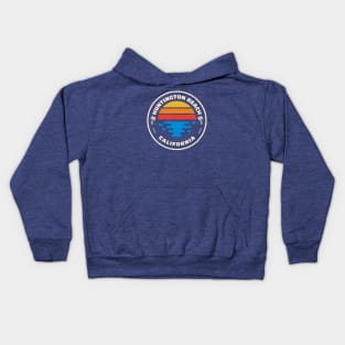 Retro Huntington Beach California Vintage Surfing Beach Emblem Kids Hoodie